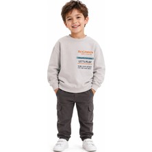 Queen Kids Erkek Çocuk Baskılı Sweatshirt Gri