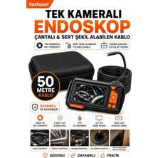 Magicool Ekranlı Tek Kameralı 50 mt Sert Kablo Yılan Endoskop Kamera 8 mm 4.3 Inc