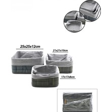 Hace Bazaar Gri 3 Boy Kare Bambu Kenar Organizer Sepet Ahşap Altlık - Bezli 17X21X25CM (4887)