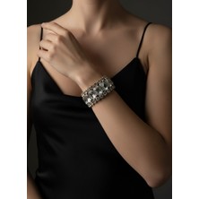 Valmont Accessories Kadın Altın Renk Beyaz Taşlı Üçlü Bileklik Seti
