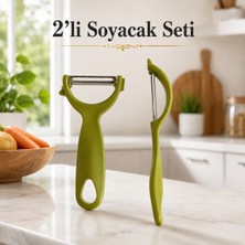 2’li Sebze Meyve Soyacağı Seti Y Tipi Sapan Soyacak ve Yan Soyacak Çelik Bıçaklı Sariva Home