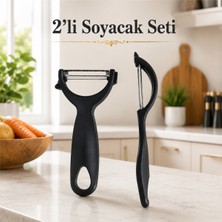 2’li Sebze Meyve Soyacağı Seti Y Tipi Sapan Soyacak ve Yan Soyacak Çelik Bıçaklı Sariva Home