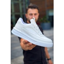 Zerenyus ZRK-X006 Premium Yüksek Taban Beyaz Bağcıklı Erkek Sneaker