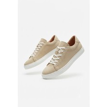 Zerenyus ZRK-X122 Yüksek Kalite Bej Süet Ortopedik Taban Bağcıklı Erkek Sneaker
