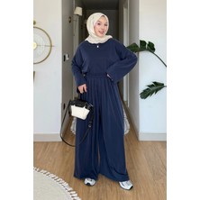 Tesettür Diyarı Chester Pike Orijinal Modal Kumaş Tunik- Pantolon Tesettür Takım- Lacivert