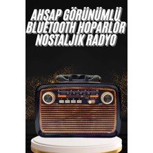 Ceylan Adam Mey Ithalat® Nostaljik Görünümlü Ahşap Radyo Tf Sd USB Girişli LED Fener Işıklı