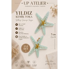 Up Atelier 2'li Deniz Yıldızı Turkuaz Renk Kemik Toka 7cm