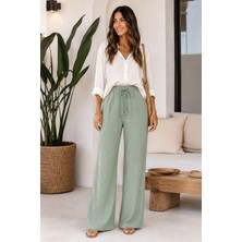 Matwoman Geniş Paça Lastikli Müslin Pantolon