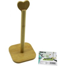 Hace Bazaar Kare ALTLIK=12X12CM Ahşap Bambu Kağıt Havluluk Kalp Başlı Sap=28.5cm (4887)