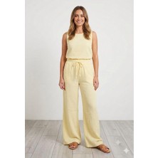 Matwoman Geniş Paça Lastikli Müslin Pantolon