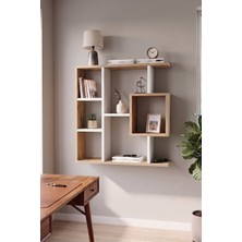 Reyo Enda Home Yegane Duvar Rafı, Duvar Kitaplığı, Dekoratif Kitaplık, Modern Kitaplık Beyaz - Çam