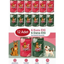 Enjoy Köpek Konservesi 12'li Set – 6 Kuzu Etli + 6 Dana Etli – Sos Içinde Et Parçacıklı – 12 x 400 G