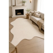 Cinka Home Karan Post Şeklinde Peluş Halı Krem Kaymaz Tabanlı Yıkanabilir Yumuşak Salon Antre Oturma Odası Halı