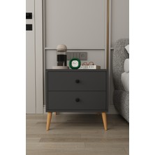 Asra Trend Modern 2 Çekmeceli Komodin Şifonyer %100 Mdf Çok Amaçlı Organizer KMD03