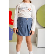 Queen Kids CNS11 Kız Çocuk Ince Kaşe Şort Etek Gri