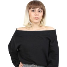 Matra Kısa Küt Perçemli Fiber Sentetik Peruk / Kumral / Platin Ombreli