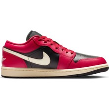 Nike Jordan 1 Low Leather Womens Sneaker Hakiki Deri Kadın Günlük Spor Ayakkabı Siyah Kırmızı