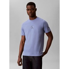 Calvin Klein Jeans Mavi Erkek Classic Fit Baskılı T-Shirt LV04RB866GC4I Ss 30S Mıcro Monolog