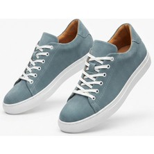 Zerenyus ZRK-X122 Yüksek Kalite Bebe Mavi Süet Ortopedik Taban Bağcıklı Erkek Sneaker