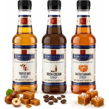 Simonelli 3'lü Kahve Şurubu Seti 250 ml (3x250 ml) - Toffenut, Tuzlu Karamel ve Irish Cream Aromalı İçecek Şurubu