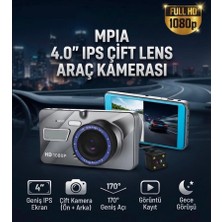 Teknotimer 4" IPS Ekran Dual Lens Full Hd 1080P 170 Derece Görüş Açısı G Sensör Araç Içi Kamera