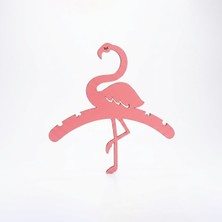 Doalino Pembe Flamingo Şekilli Ahşap Çocuk ve Bebek Elbise Askısı 8'li Set
