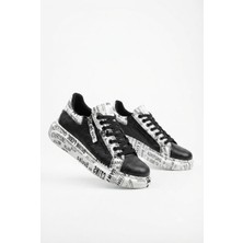 Zerenyus ZRK-X02 Premium Fermuarlı Bağcıklı Crocodile Siyah Gazete Erkek Sneaker