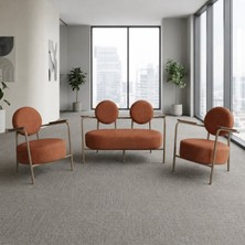 Azra Mobilya Venüs 2+1+1 Soft Kumaş Ofis & Büro Iş Yeri Bekleme Koltuğu Takımı – Cappuccino Metal Iskelet - Kiremit