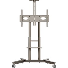 Onkron TS1571-C Mobil Tv Standı 32"-75" Inc Tekerlekli Tv Sehpası, Yükseklik Ayarlı, Raflı & Kablo Kanallı (Champagne Gold / Ral 1036)