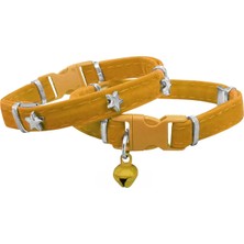 Matra Kadife Kedi Boyun Tasması Yıldızlı 20-32 cm Sarı