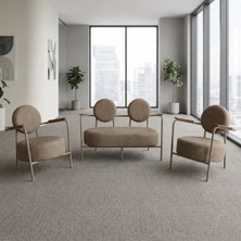 Azra Mobilya Venüs 2+1+1 Soft Kumaş Ofis & Büro Iş Yeri Bekleme Koltuğu Takımı – Cappuccino Metal Iskelet - Cappuccino Bej