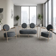 Azra Mobilya Venüs 2+1+1 Soft Kumaş Ofis & Büro Iş Yeri Bekleme Koltuğu Takımı – Cappuccino Metal Iskelet - Antrasit