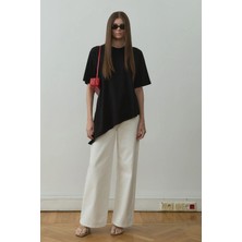 Suud Collection Beyaz 88 Wide Leg Jean Kadın Geniş Kesim Pamuklu Denim Günlük Stil 34 Beden