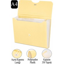 ArtMaster Körüklü Dosya 13 Bölmeli Pastel Sarı 1 Adet A4 Akardiyon Dosya Düzenleyici 13 Cepli Lastikli Dosya Belge Düzenleyici