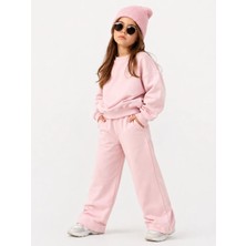Queen Kids CNS07 Kız Çocuk Bolpaça Lastikli Pantolon Pembe