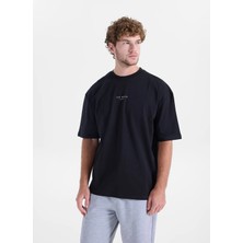 Ted Baker Siyah Erkek Bisiklet Yaka Oversize Baskılı T-Shirt TBMRTS2074