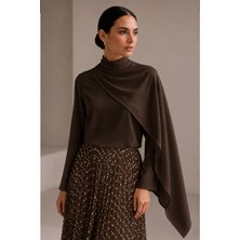 Zühre Şal Detaylı Kahve Bluz 0146