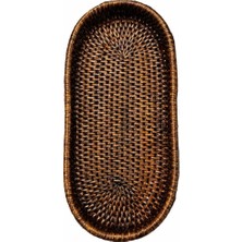 Baolgi Hasır Biscuit Oval Tepsi Kahverengi 29X14X4 cm