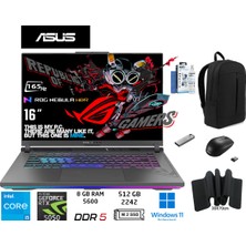 Asusrog Strix G16 G615JH-N3112 Intel Core I5 13450HX 8gb 512GB SSD RTX5050 W11 Pro 16" Duddi Çanta+Mouse+Mousepad+Usbbellek+Temizlikkit
