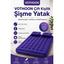 Magicool Çift Kişilik Şişme Yatak Dahili Pompalı 203X152X22 cm 2 Yastıklı