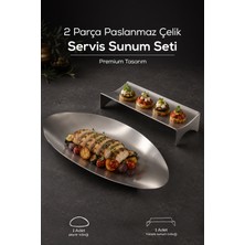 Vienev 2 Adet Paslanmaz Çelik Oval Servis ve Sunum Tabağı, Sunum ve Servis Seti