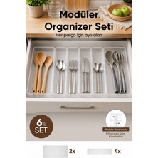 Vienev 6'lı Modüler Şeffaf Kaşıklık Seti Çekmece Içi Mutfak Çatal Kaşık Bıçak Düzenleyici Organizer (2E4F)