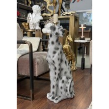 Mirsa Global Dekoratif Çita Gümüş Rengi Leopar Desenli Biblo Puma Büst Heykel 70 cm