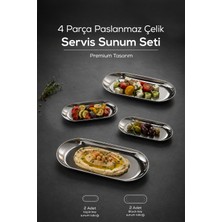 Vienev 4 Adet Paslanmaz Çelik Servis Sunum Tabağı, Çerezlik , Sunum Tabağı,servis Tabağı