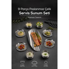Vienev 9 Parça Paslanmaz Çelik Meze ve Sunum Tabağı Seti, Çerezlik, Servis Takımı