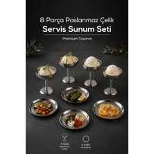 Vienev 8 Parça Paslanmaz Çelik Dndurma Kasesi, Çerezlik ve Servis Seti, Tatlı Servis Tabağı