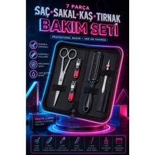 Xolo Çantalı 7 Parça Saç Sakal Makas Seti Kaş Tırnak Bakım Seti Usturalı Tarak Cımbız