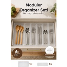 Vienev 6'lı Modüler Şeffaf Kaşıklık Seti Çekmece Içi Mutfak Çatal Kaşık Bıçak Düzenleyici Organizer (1E5F)