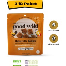 The Good Wild Baharatlı Kraker | Glutensiz Atıştırmalık | Filizlendirilmiş Çiğ Karabuğday Unu | Nohut Unu | 3X55 G
