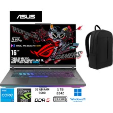 Asusrog Strix G16 G615JH-N3112 Intel Core I5 13450HX 32GB 1tb SSD RTX5050 W11 Pro 16" Duddi Çanta